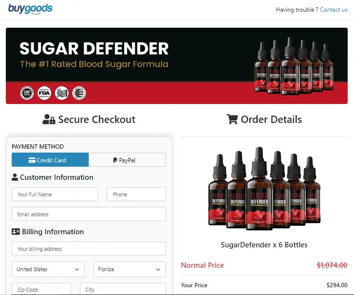 Sugar Defender Drops order